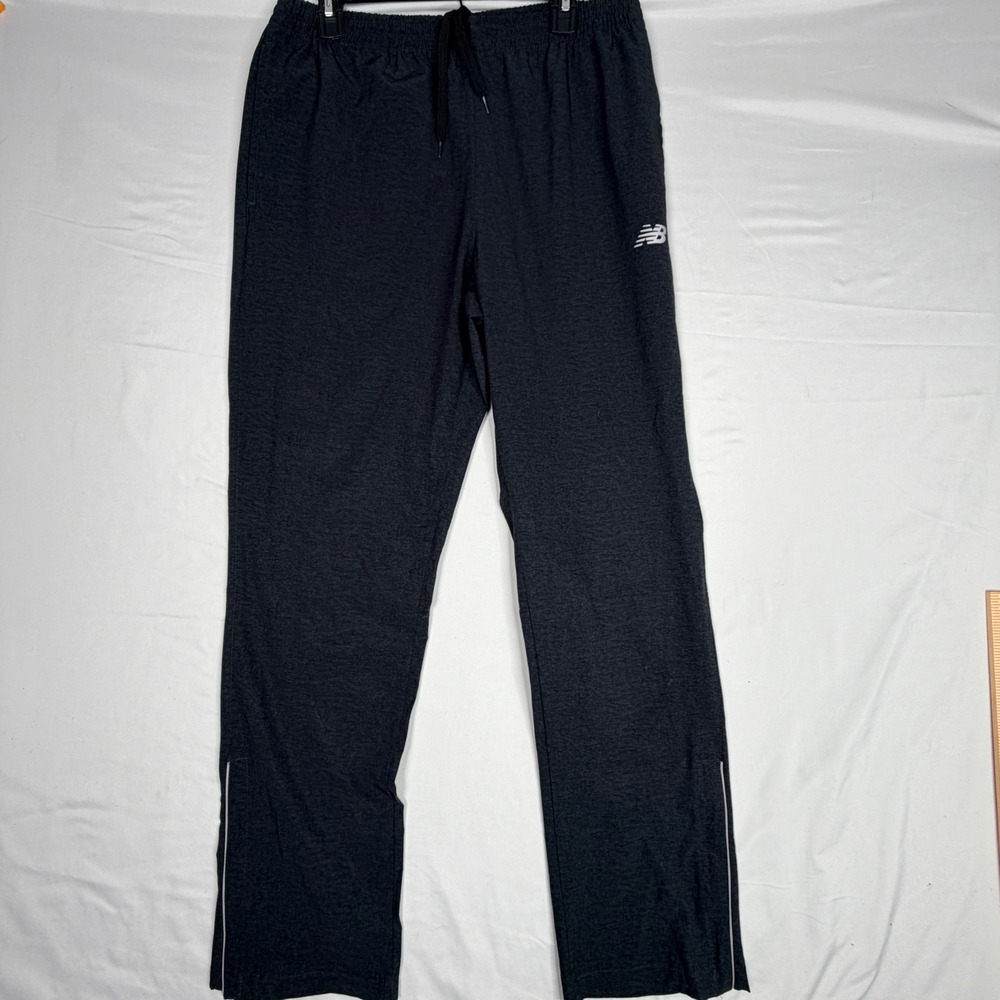 New Balance Athletic Pants Size L Dark Gray Heather Drawstring Ankle Zip Running